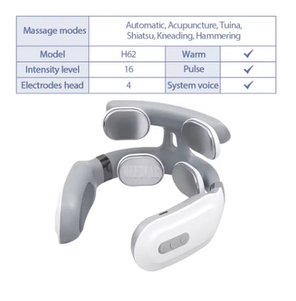 TENS Pulse Back Neck Massage Wireless Smart Sholder Cervical Massager Heating Relief  Pain Muscle Punch Beating Health