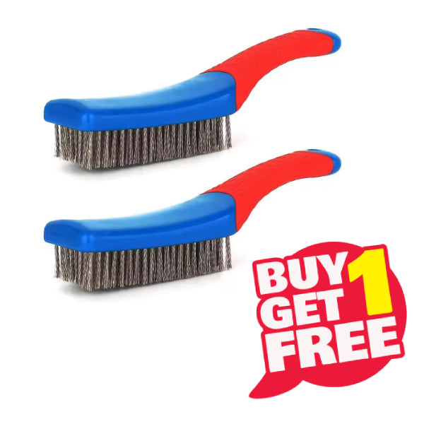 Buy 1, Get 1 Free | Heavy Duty Stainless Steel Wire Brush with Comfortable Plastic Handle - Perfect for Removing Rust, Welding Slag, Dirt, and Paint