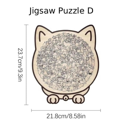 135 PC Cat-shaped Wooden Jigsaw Puzzle Unique Irregular Puzzle Pieces Game Birthday Xmas Gifts for Cat Lovers Home Decorations
