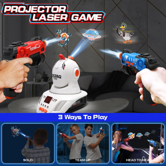 2 Players Infrared Mini Laser Tag Guns Battle Set with Projector for Kids Boys 3+,  Perfect Family Activity Ideal Gift Fun Toy for Kids Children's Toy