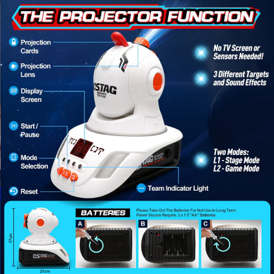 2 Players Infrared Mini Laser Tag Guns Battle Set with Projector for Kids Boys 3+,  Perfect Family Activity Ideal Gift Fun Toy for Kids Children's Toy