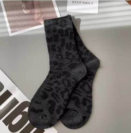Leopard Socks Anthracite