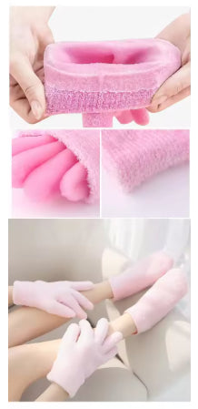 Moisturizing Whitening Exfoliating Foot Mask Ageless Beauty Hand Mask Silicone Mittens Reusable SPA Plant Gel Socks Gloves