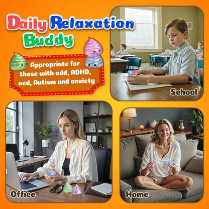 Novelty Squishy Poo Stress Ball Squishies Toys Glitter Funny Stretch Squeeze Fidget Toys for Kids Adults Fool's Day Prank Gift