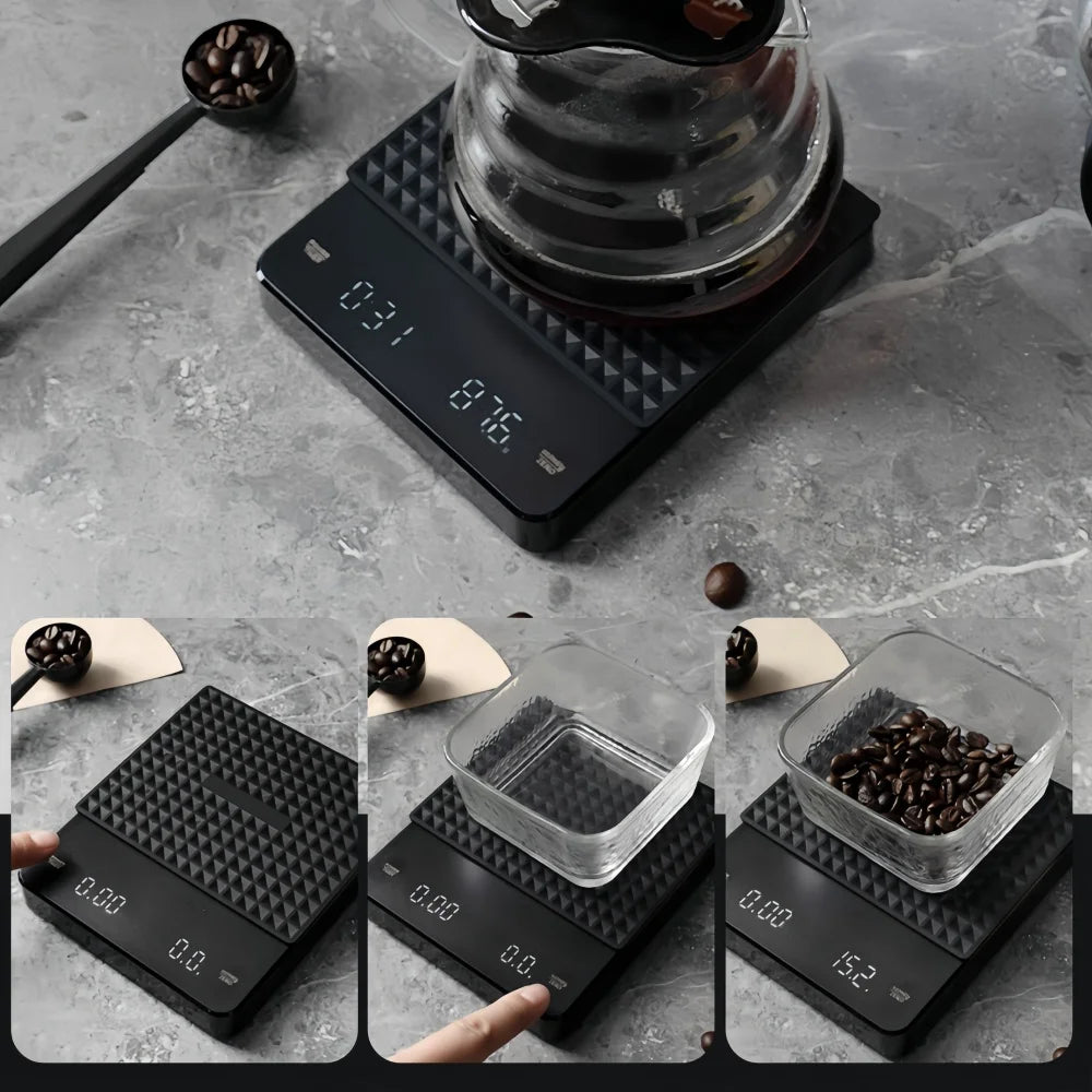High-precision Electronic Coffee Scale with Waterproof Pad LED Display USB Timing Professional Home Coffee Accessories 3kg/0.1g