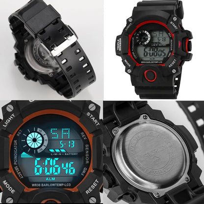 Fashion Men's Watch Sports Electronic Wristwatch Large dial Multifunctional Waterproof Luminous Alarm Kids Male's Military Watch
