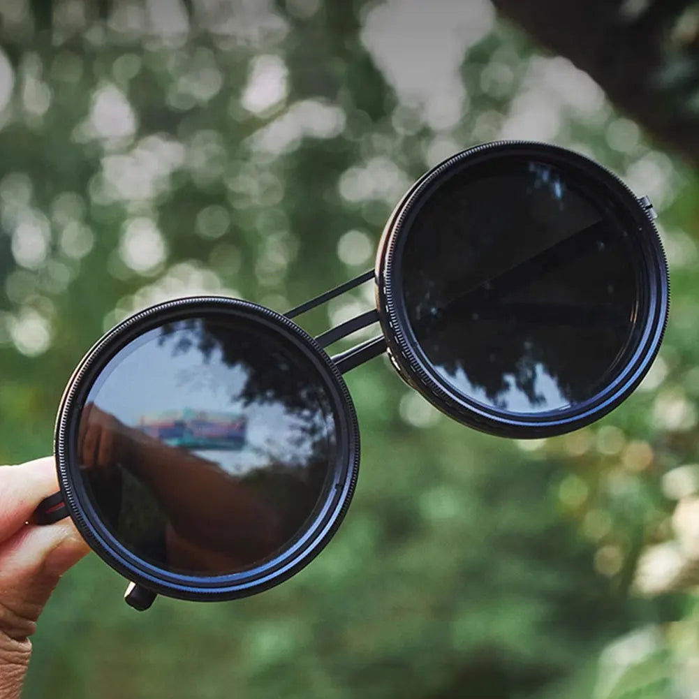 Jewelryhaven720™ ND9 adjustable dimming sunglasses Retro Punk round men's outdoor  UV400 polarized driving sunglasses for Driving Fishing