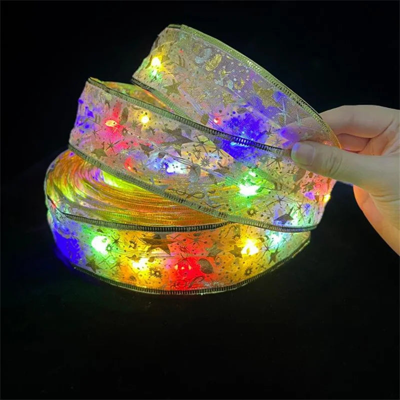 1-10m 2026 Christmas Ribbon Fairy Light String Merry Christmas Decorations For Home Xmas holiday Navidad Gifts New Year 2025