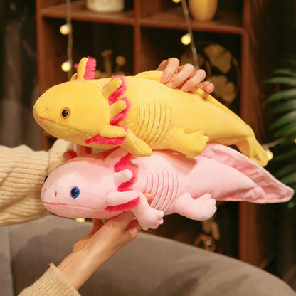 23-80cm Kawaii Colorful Newt Plush Toy Stuffed Cute Axolotl Salamander Fuzzy Plush Fish Appeasing Long Pillow Cushion Kids Gift