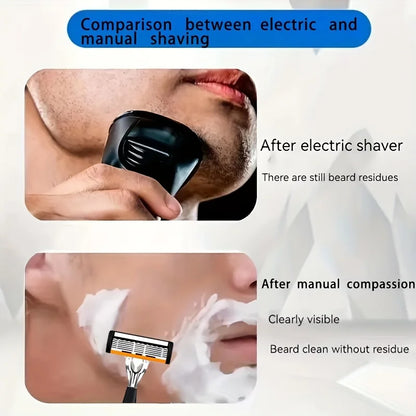 6-Layers Safety Razor Set High Quality Men Razor Sharp Stainless Steel Shaving Changeable Shaver Head Blade ﻿