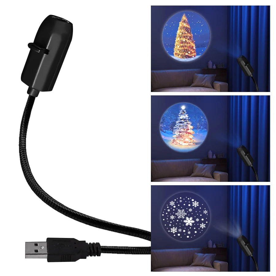 USB Direct Plug Planet Projector Lamp Halloween Christmas Atmosphere Lights Creative LED Night Light for Bedroom Background