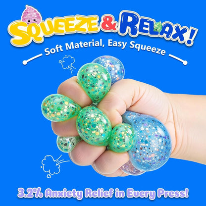 Novelty Squishy Poo Stress Ball Squishies Toys Glitter Funny Stretch Squeeze Fidget Toys for Kids Adults Fool's Day Prank Gift