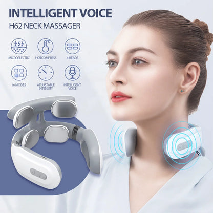 TENS Pulse Back Neck Massage Wireless Smart Sholder Cervical Massager Heating Relief  Pain Muscle Punch Beating Health