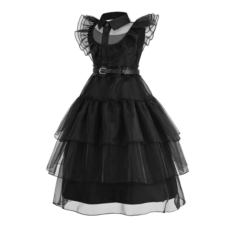 Horror Movie Wed Costume Girls Halloween Black Events Cosplay Dress Children Fashion Gothic Vestido Kids Evening Party Clothes