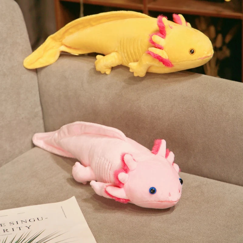23-80cm Kawaii Colorful Newt Plush Toy Stuffed Cute Axolotl Salamander Fuzzy Plush Fish Appeasing Long Pillow Cushion Kids Gift