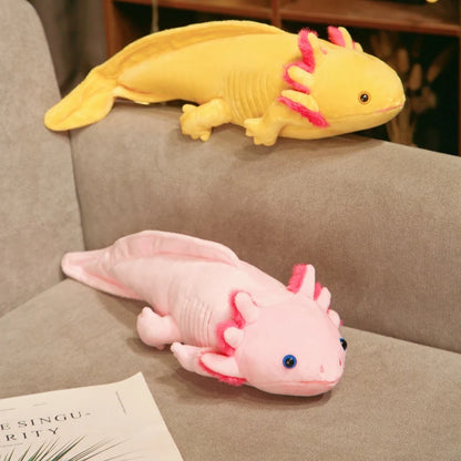 23-80cm Kawaii Colorful Newt Plush Toy Stuffed Cute Axolotl Salamander Fuzzy Plush Fish Appeasing Long Pillow Cushion Kids Gift