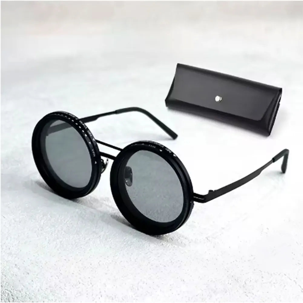 Jewelryhaven720™ ND9 adjustable dimming sunglasses Retro Punk round men's outdoor  UV400 polarized driving sunglasses for Driving Fishing