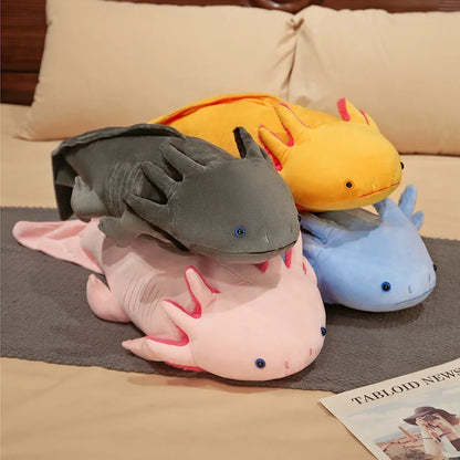 23-80cm Kawaii Colorful Newt Plush Toy Stuffed Cute Axolotl Salamander Fuzzy Plush Fish Appeasing Long Pillow Cushion Kids Gift