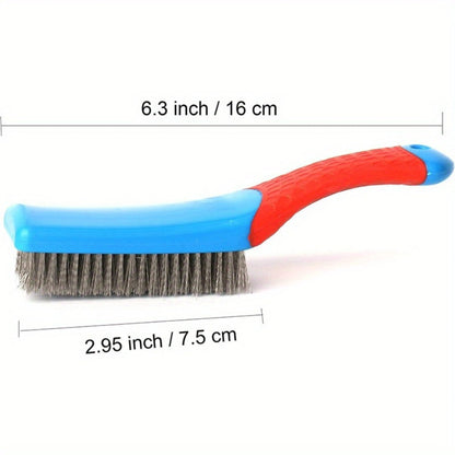 Buy 1, Get 1 Free | Heavy Duty Stainless Steel Wire Brush with Comfortable Plastic Handle - Perfect for Removing Rust, Welding Slag, Dirt, and Paint