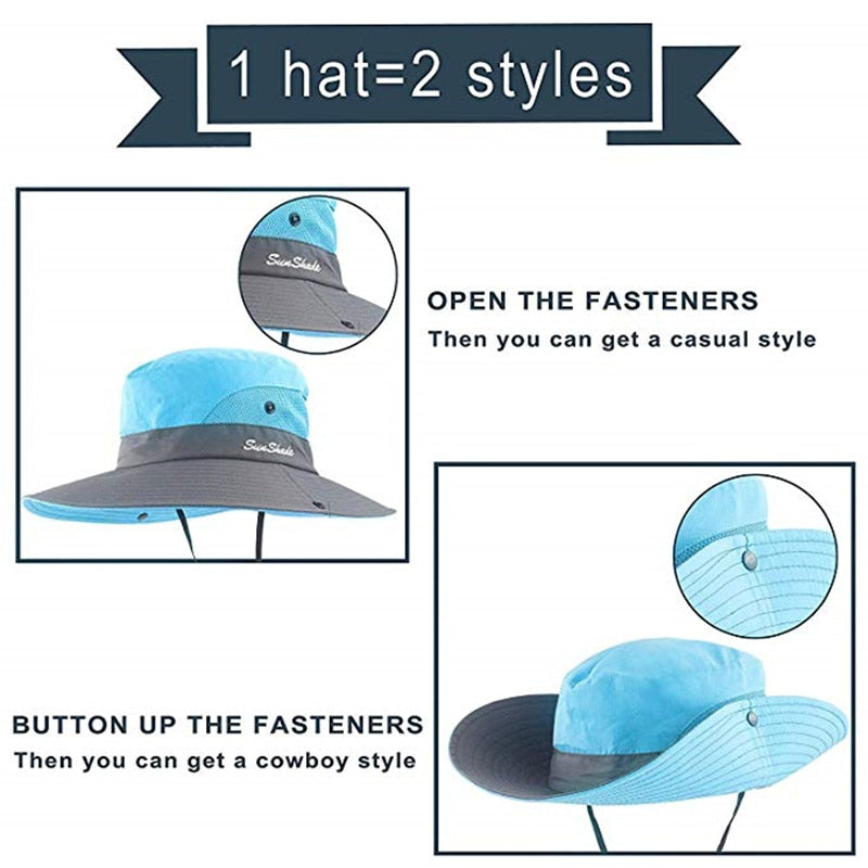 Women Wide Brim UV Protection Sun Hat Summer Men's And Women's Outdoor Sports Hats