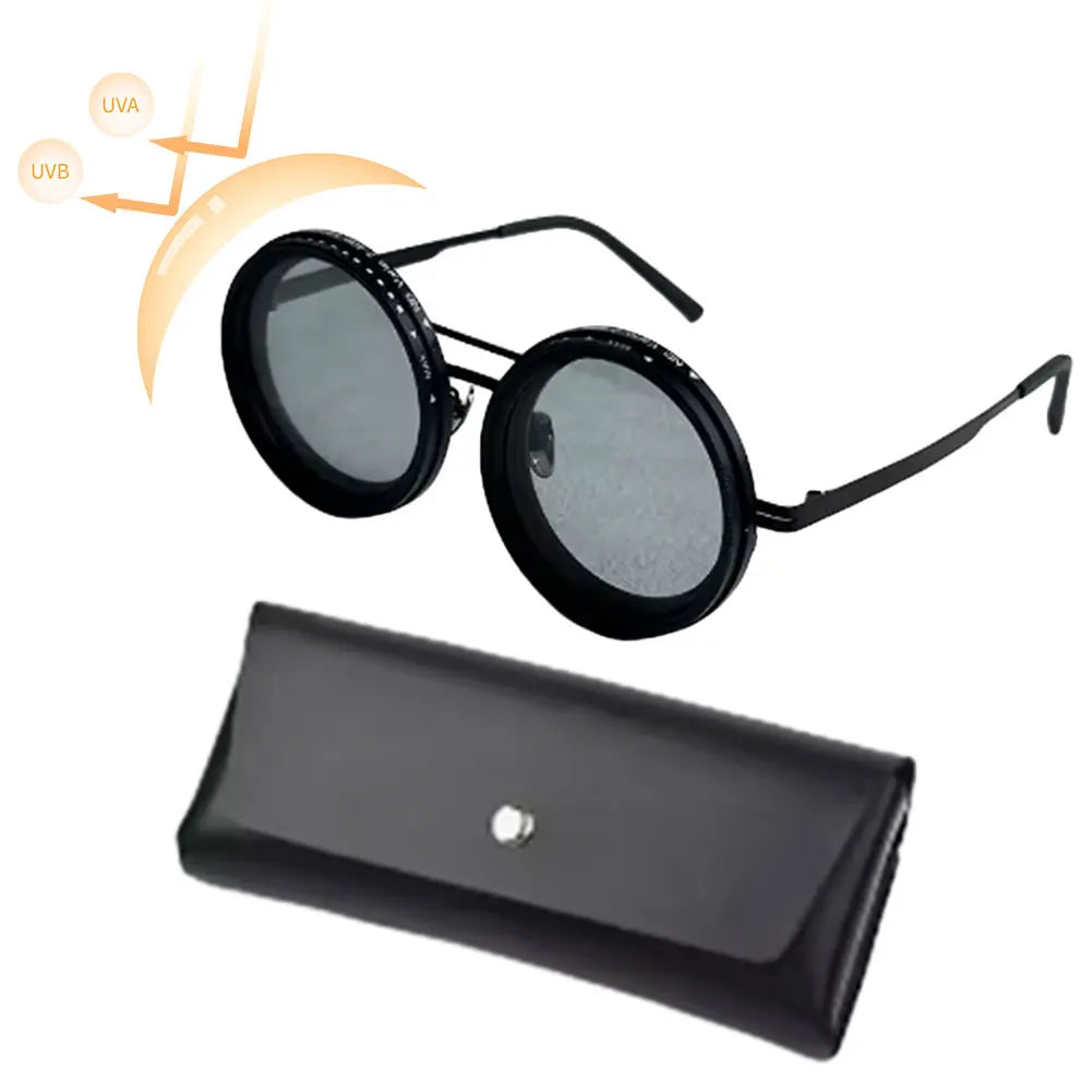 Jewelryhaven720™ ND9 adjustable dimming sunglasses Retro Punk round men's outdoor  UV400 polarized driving sunglasses for Driving Fishing