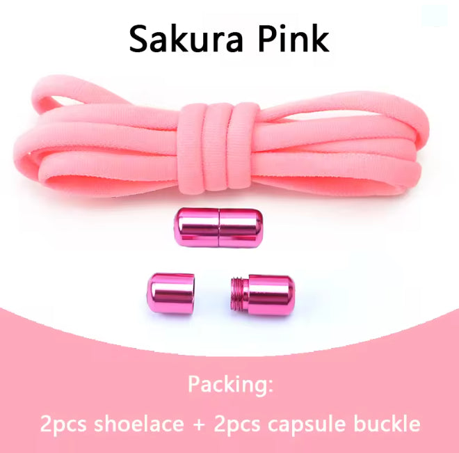 No tie Shoelaces Capsule Lock Elastic Laces Sneakers Semicircle Shoelace Rubber Band for Shoes Kids Adult Quick Sport Shoestring