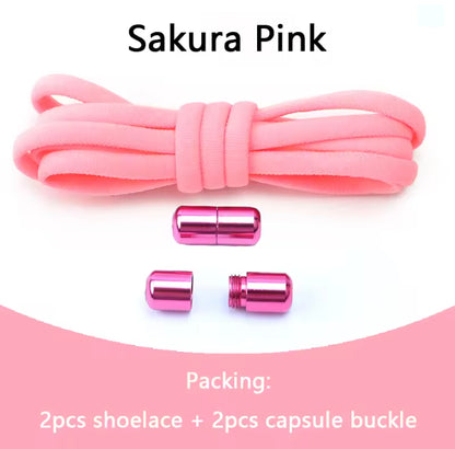 No tie Shoelaces Capsule Lock Elastic Laces Sneakers Semicircle Shoelace Rubber Band for Shoes Kids Adult Quick Sport Shoestring