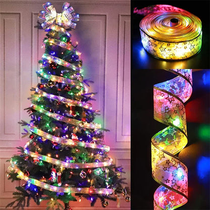 1-10m 2026 Christmas Ribbon Fairy Light String Merry Christmas Decorations For Home Xmas holiday Navidad Gifts New Year 2025