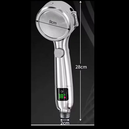 High Pressure Handheld Bathroom Shower Head Water Saving Showerhead Pressurized Adjustable Spray LED Digital Temperature Display