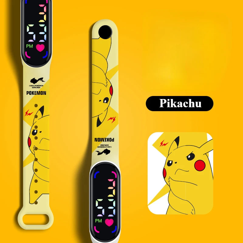 Pokemon Watch Pikachu Gengar, LED Digital Waterproof Watch for Kids, Electronic Wristwatch Boys Girls Birthday Gift