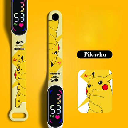 Pokemon Watch Pikachu Gengar, LED Digital Waterproof Watch for Kids, Electronic Wristwatch Boys Girls Birthday Gift