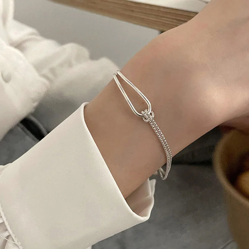 New S925 Silver Minimalist Geometric Collage Bracelet Women's Jewelry Exquisite and Elegant for Birthday and Christmas Gifts
