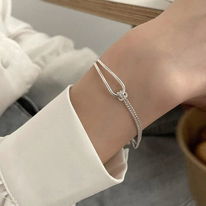 New S925 Silver Minimalist Geometric Collage Bracelet Women's Jewelry Exquisite and Elegant for Birthday and Christmas Gifts