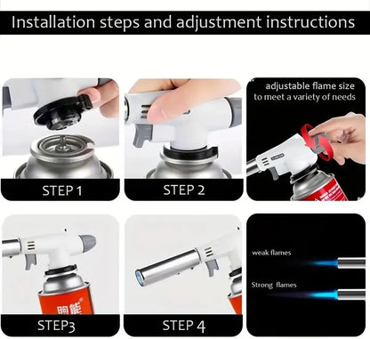 Camping Baking Barbecue Gas Torch Welding Fire Maker Lighter Butane Burner Flame Metal Flame Gun WeldingTorch Lighter Heating