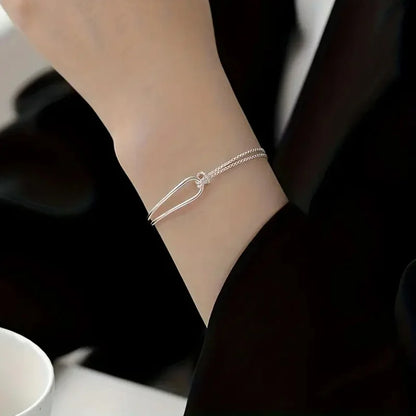 New S925 Silver Minimalist Geometric Collage Bracelet Women's Jewelry Exquisite and Elegant for Birthday and Christmas Gifts
