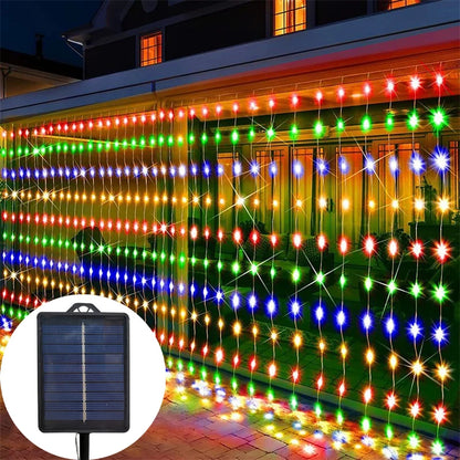 600/300 LED Solar Curtain Lights Outdoor Fairy Lights LED Lights Christmas Wedding Decorations String Lights Garden Decor