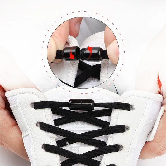 No tie Shoelaces Capsule Lock Elastic Laces Sneakers Semicircle Shoelace Rubber Band for Shoes Kids Adult Quick Sport Shoestring