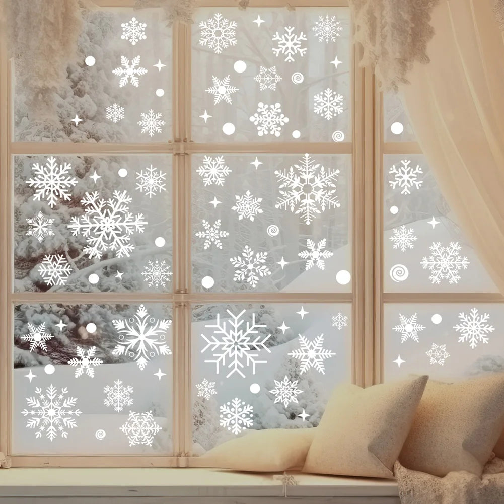 Christmas Snowman Snowflake Santa Claus Wall Sticker New Year Glass Window Decoration Mural Room Home Decor Electrostatic Decals