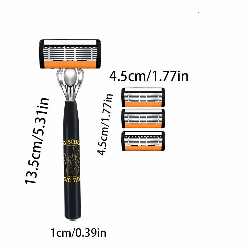6-Layers Finger Type Safety Set High Quality Men Sharp Stainless Steel Shaving Changeable Shaver Head Blade ﻿