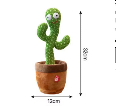 Dancing Cactus 120 Song Speaker Talking Usb Battery Voice Repeat Plush Cactu Dancer Toy Talk Plushie Stuffed Toys For Kids Gift