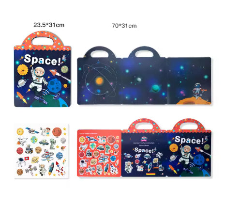 Reusable Cartoon Sticker Book for Kids Multiple Scenos DIY Puzzle Game Educational Learning Classic Toys for Child Age 2-4 Gifts