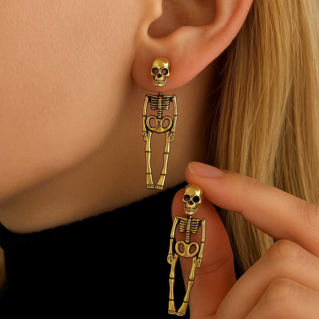 Dark Romance Ear Jacket Skeleton Earrings