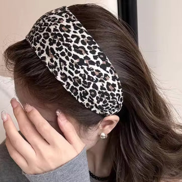 Vintage Solid Soft Cotton Hairband Women Girls Leopard Print Headband Sweet Hair Hoop Elastic Hair Band Fashion Hair Accessories