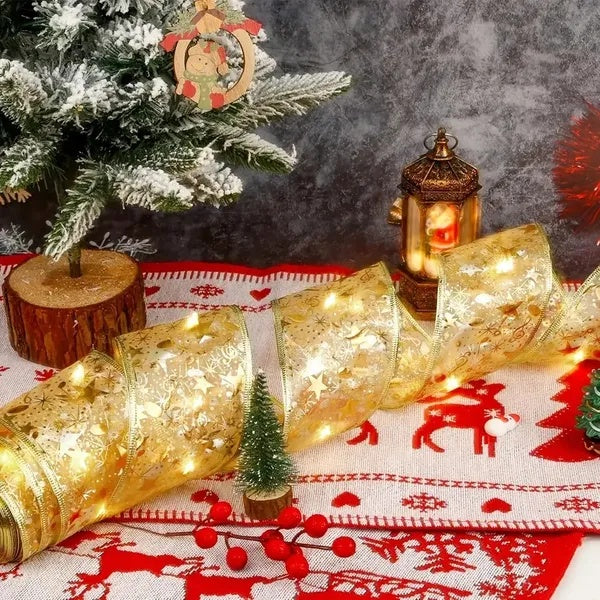 32 Feet Of Christmas Ribbon Fairy Light String Merry Christmas Decorations For Home Xmas holiday Navidad Gifts New Year