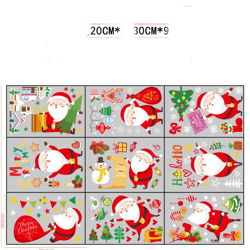 Stylish Christmas Snowman Snowflake Santa Claus Wall Sticker New Year Glass Window Decoration Mural Room Home Decor Electrostatic Decals
