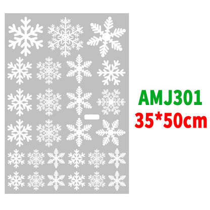 Stylish Christmas Snowman Snowflake Santa Claus Wall Sticker New Year Glass Window Decoration Mural Room Home Decor Electrostatic Decals