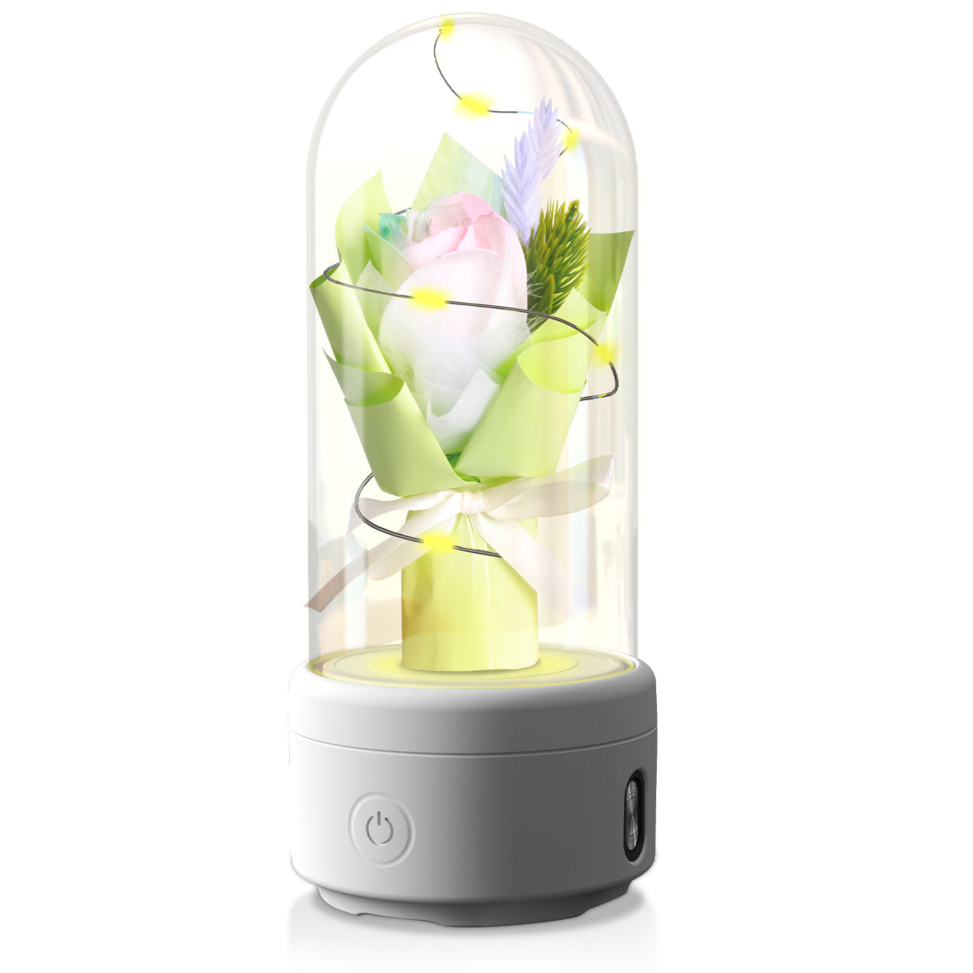 Creative 2 In 1 Bouquet LED Light And Bluetooth-compatible Speaker Mother's Valentine's Day Gift Rose Luminous Night Light Ornament In Glass Cover