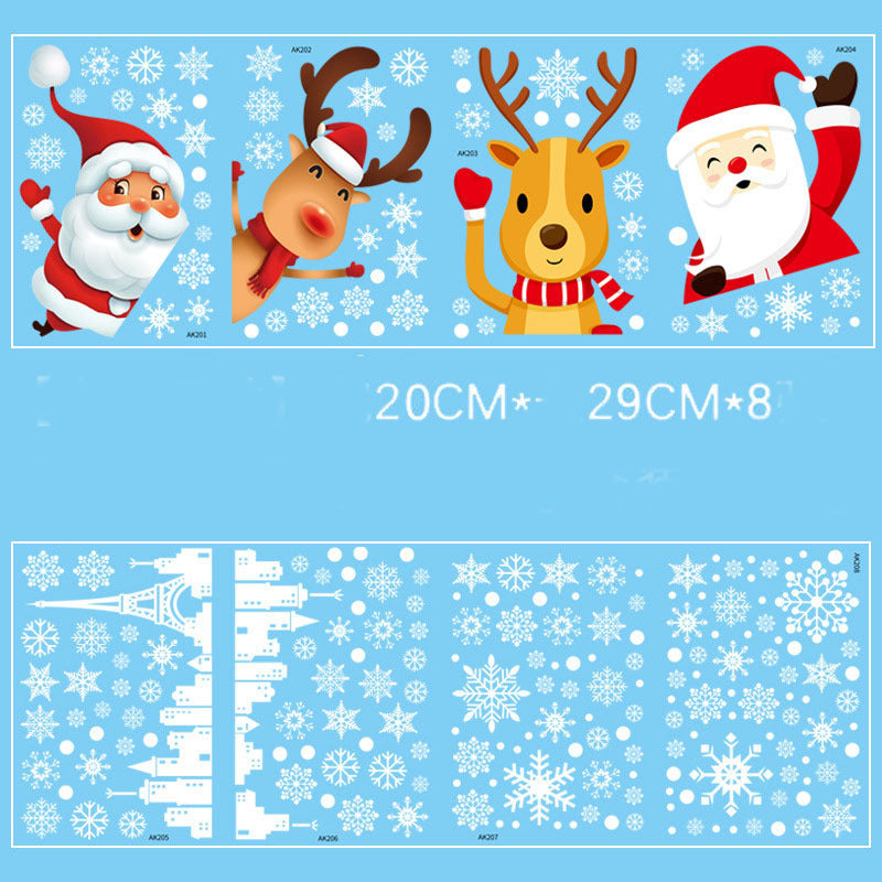 Stylish Christmas Snowman Snowflake Santa Claus Wall Sticker New Year Glass Window Decoration Mural Room Home Decor Electrostatic Decals