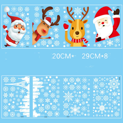 Stylish Christmas Snowman Snowflake Santa Claus Wall Sticker New Year Glass Window Decoration Mural Room Home Decor Electrostatic Decals