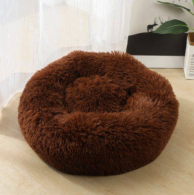 50-100cm Round Pet Bed for Large Dog Bed Super Soft Cat Bed Long Plush Dog House for Small/ Medium Dog House Winter Warm Sleeping Round Plush Cat Litter Kennel Pet Nest Mat Puppy Beds